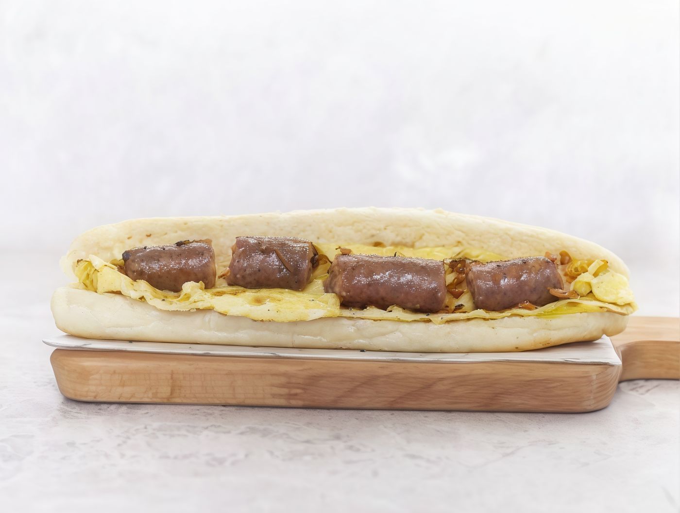 Omelet sausage sandwich