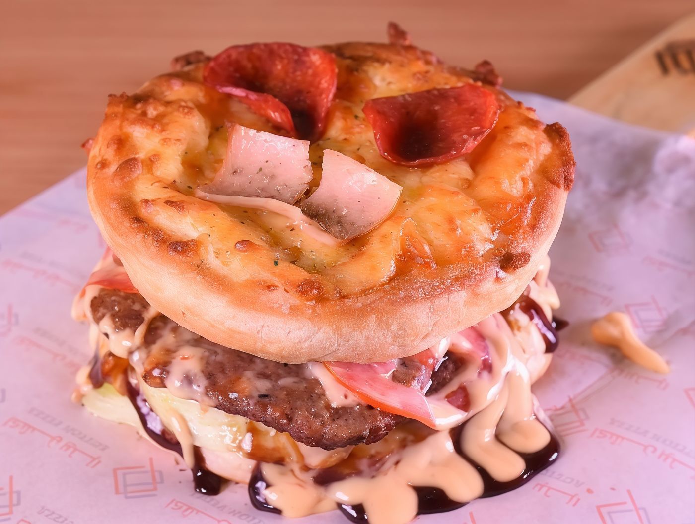 Single Beef Pizza Burger