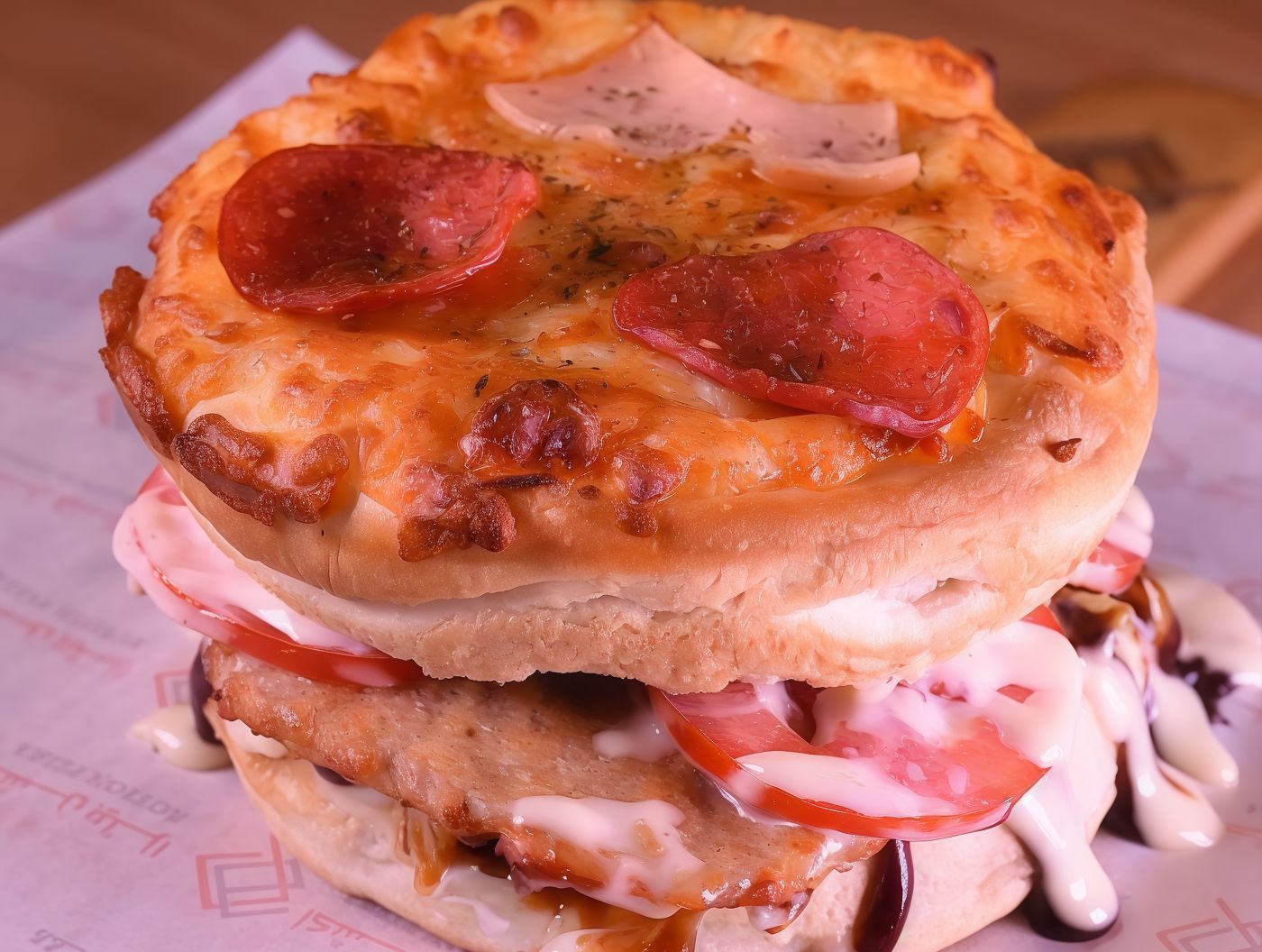Single Chicken Pizza Burger