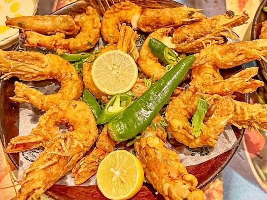 Fried large local shrimp