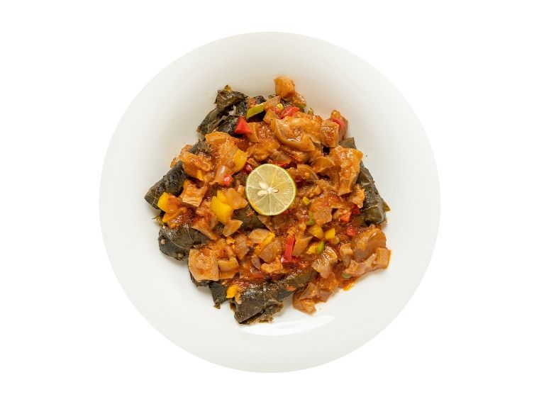 Stuffed vine leaves and trotters tagine