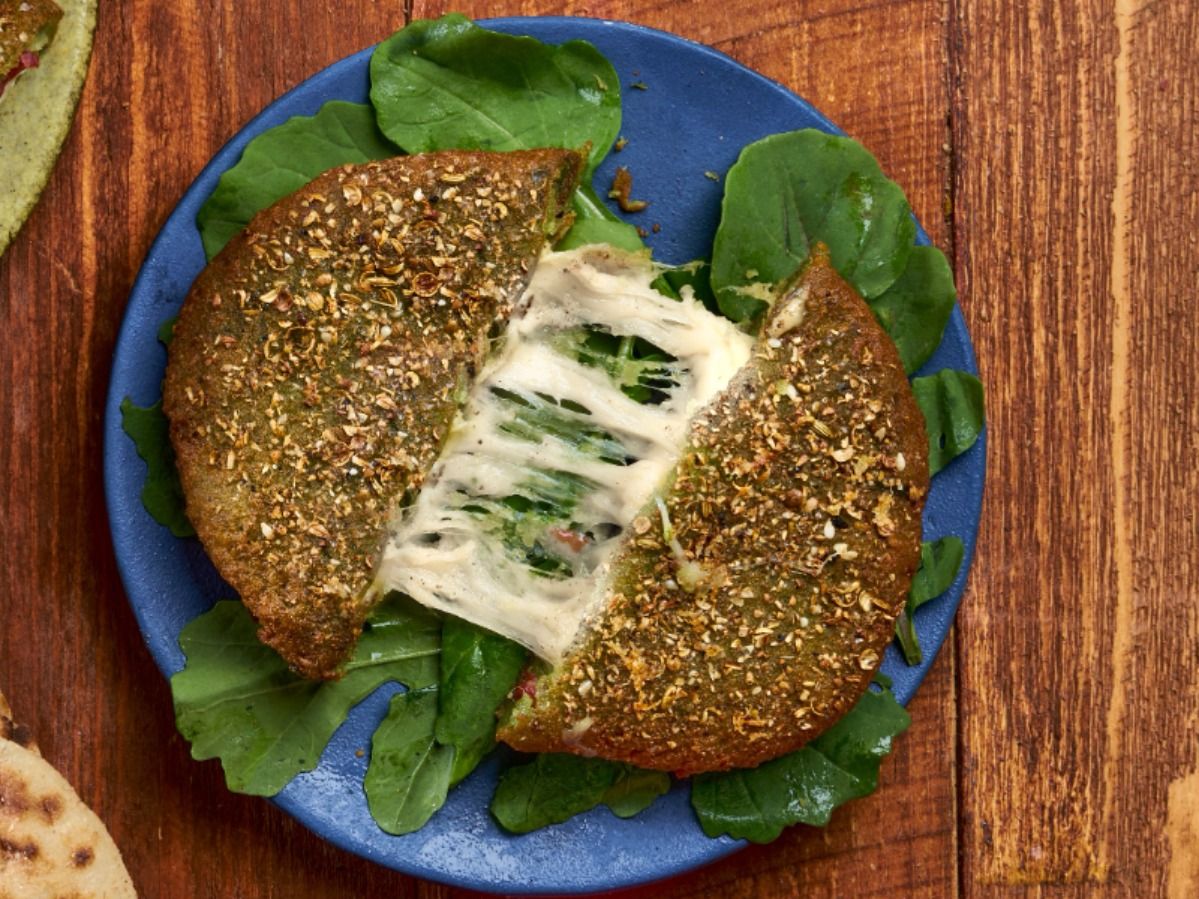 Taamia stuffed with mozzarella sandwich