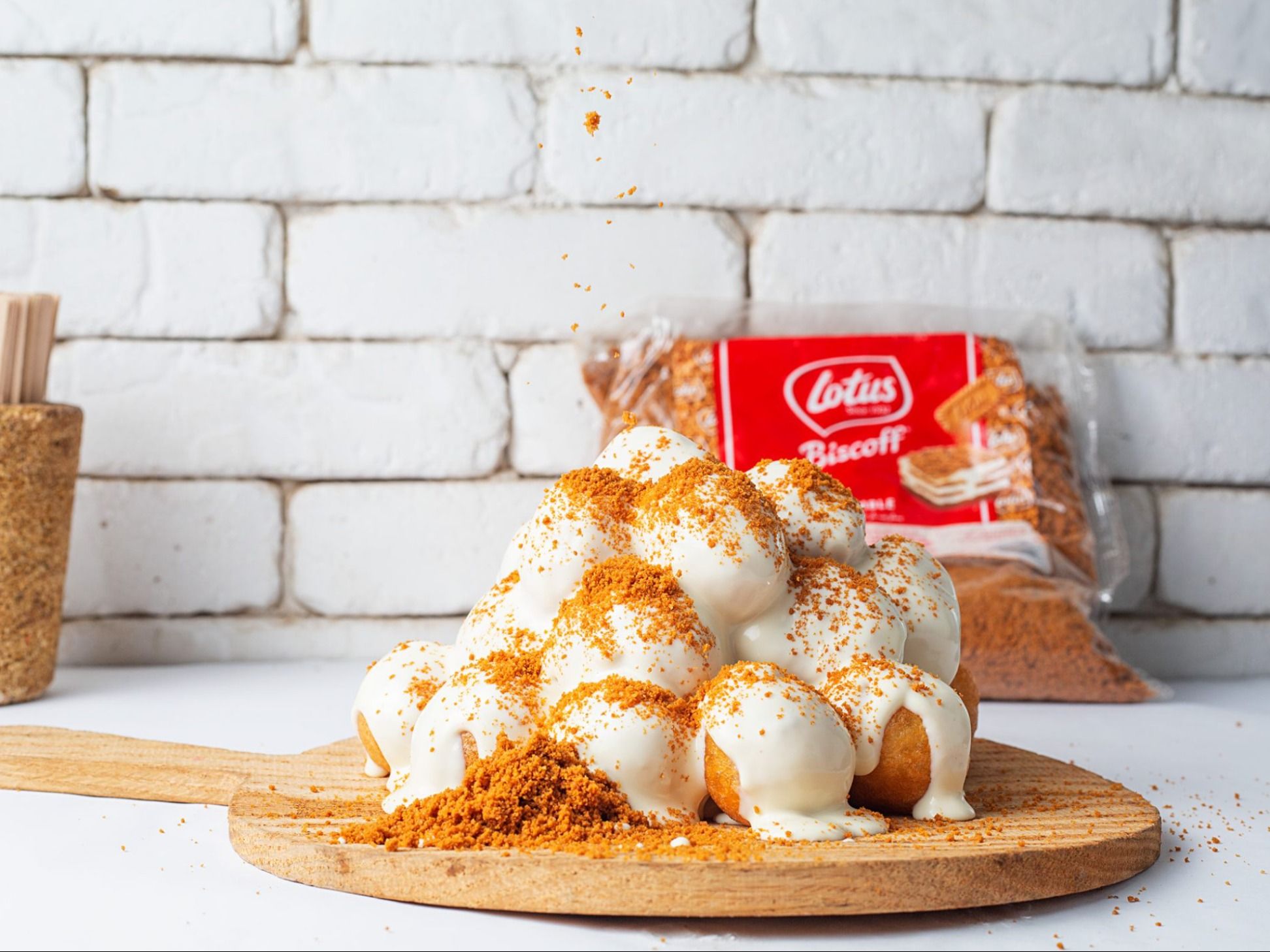 Zalabia With Louts Spread Cream And Biscuits