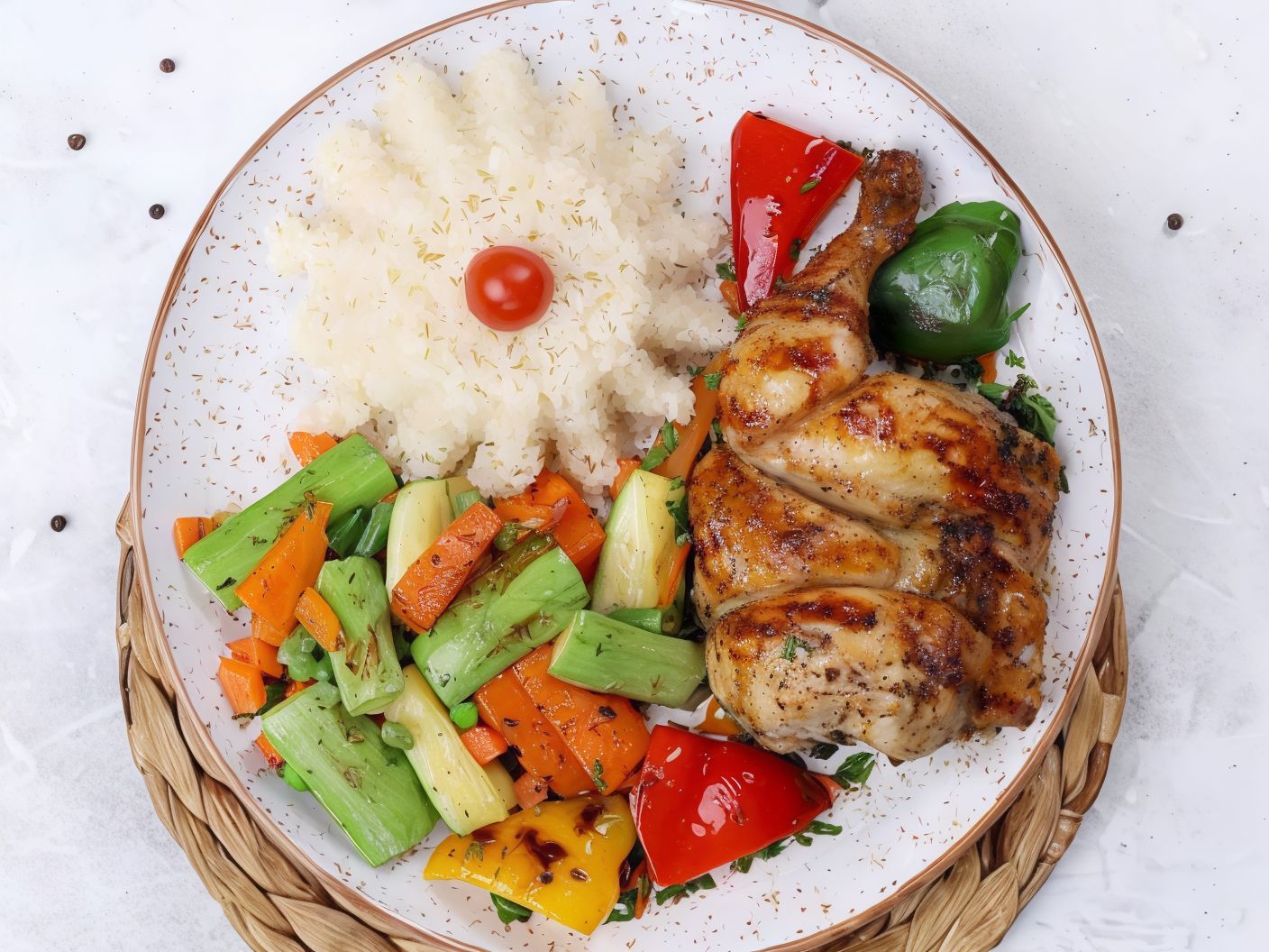 Half Grilled Chicken with Thyme Taste