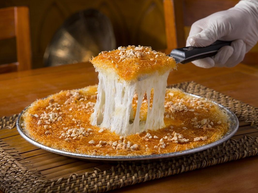 Kunafa between the two fires, coarse with cream