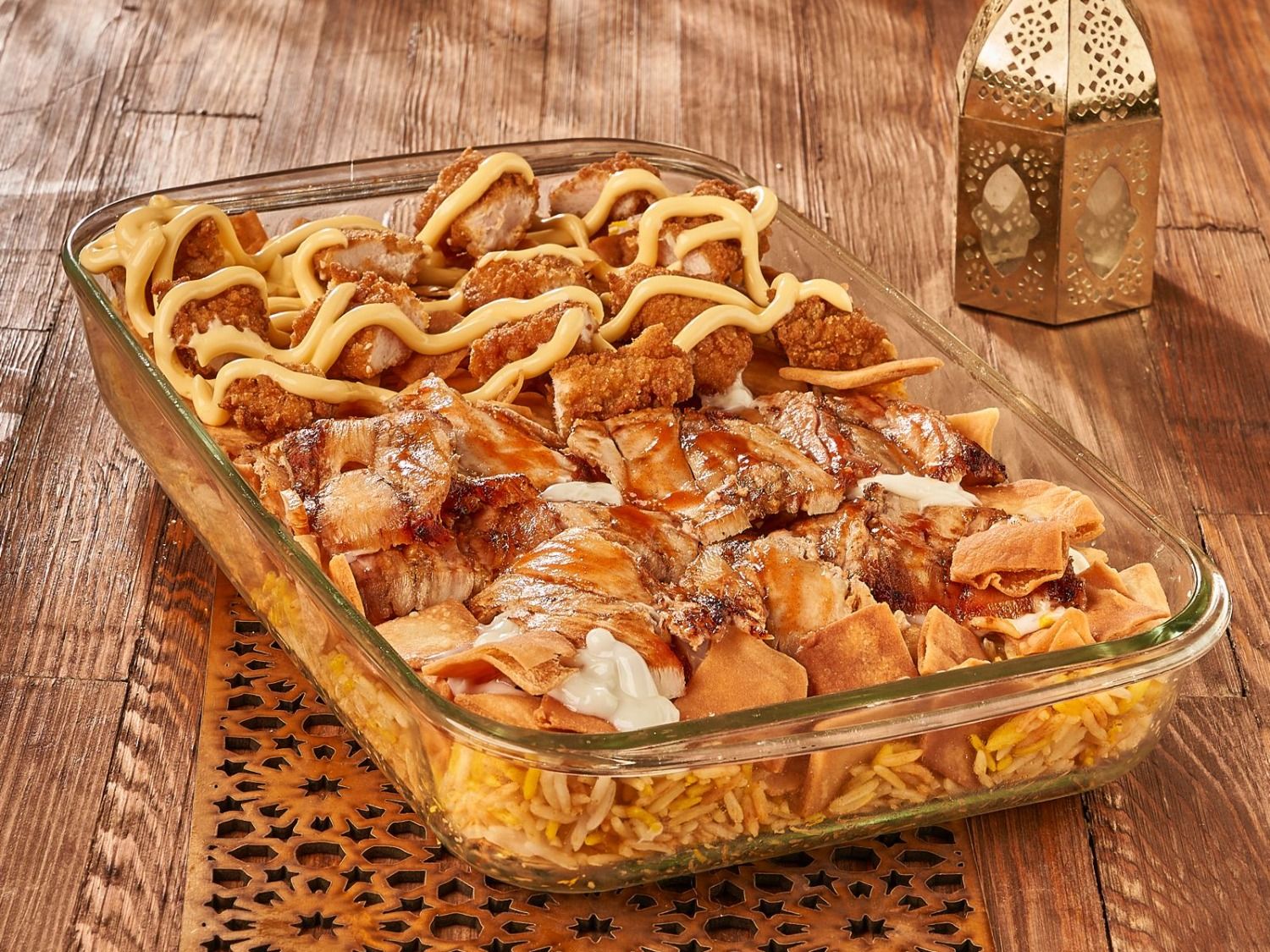 Shawarma Chicken Fattah And Crispy Chicken Service