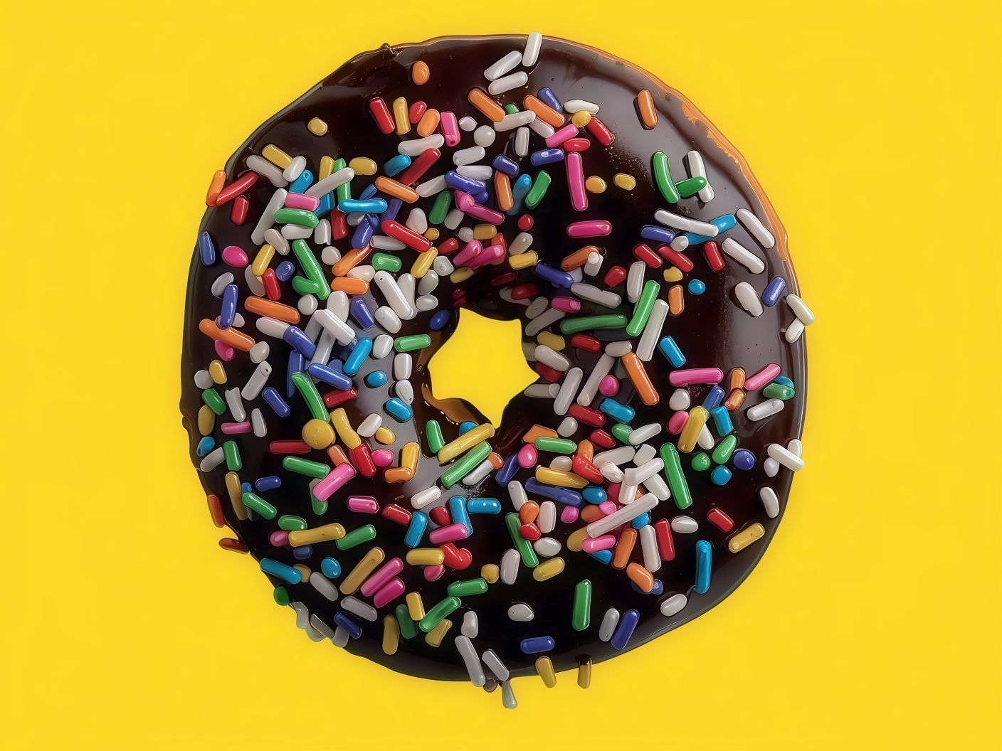 Chocolate Icing Doughnut With Rainbow Sprinkles
