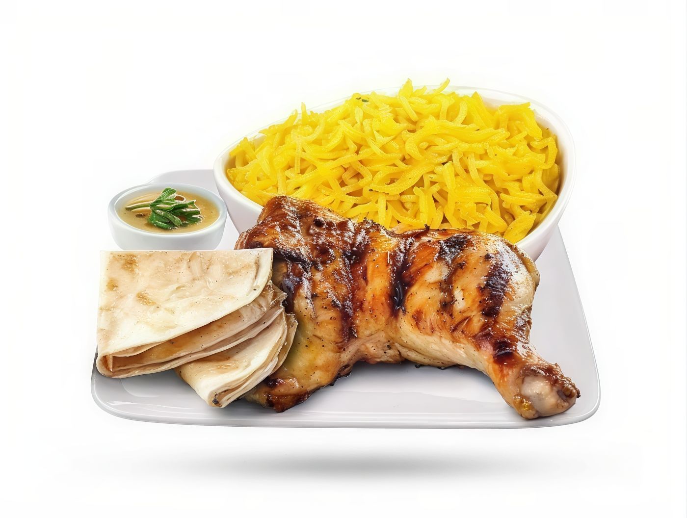 1/4 Chicken Thigh Meal On Charcoal