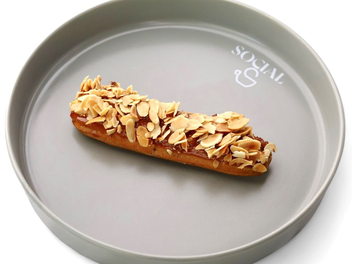 Roasted Almond And Salted Caramel Eclair