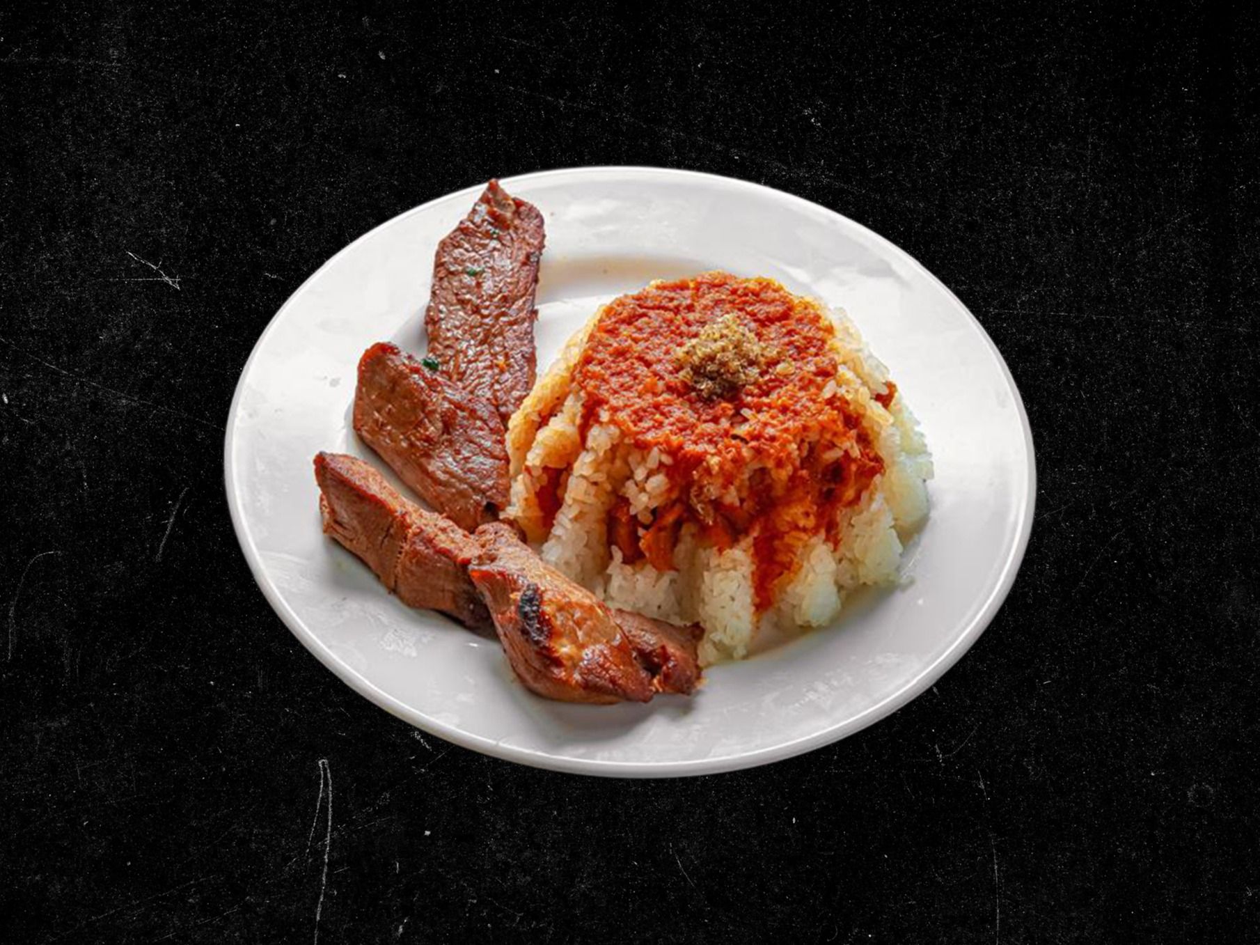 Abu khaled fatteh with 3 pieces veal kebab dish