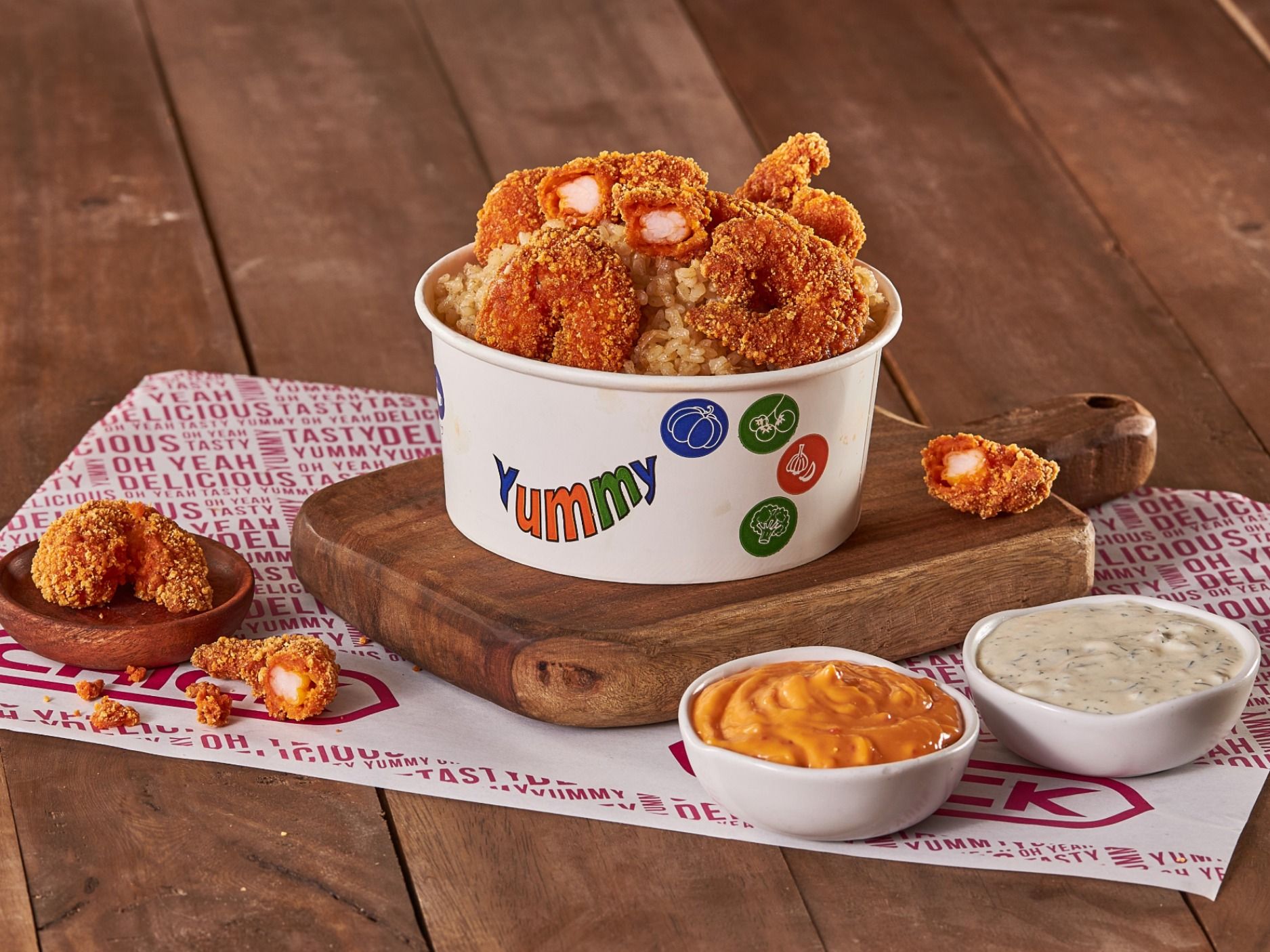 Rice with fried shrimp
