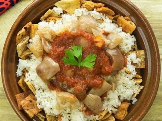 Fatteh Kawareh Pieces with Rice
