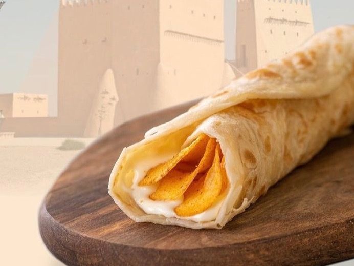 Cheddar Cheese Chapati With Chips Oman