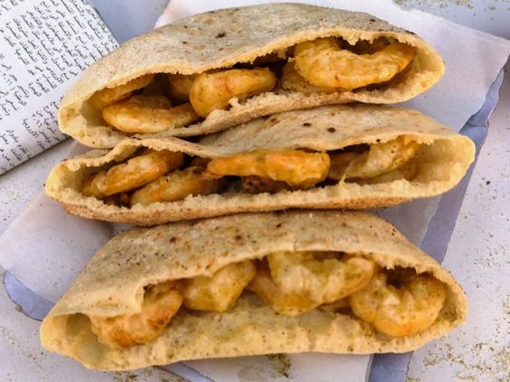Baladi Bread Shrimp Sandwich