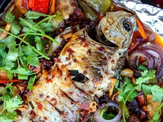 Meal Sea Bass Fish With Seafood Soup