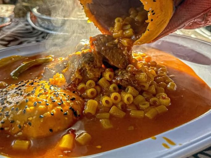 Mbakbaka Macaroni Casserole with Lamb