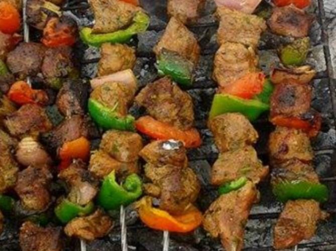 Shish Chicken Grill On Charcoal