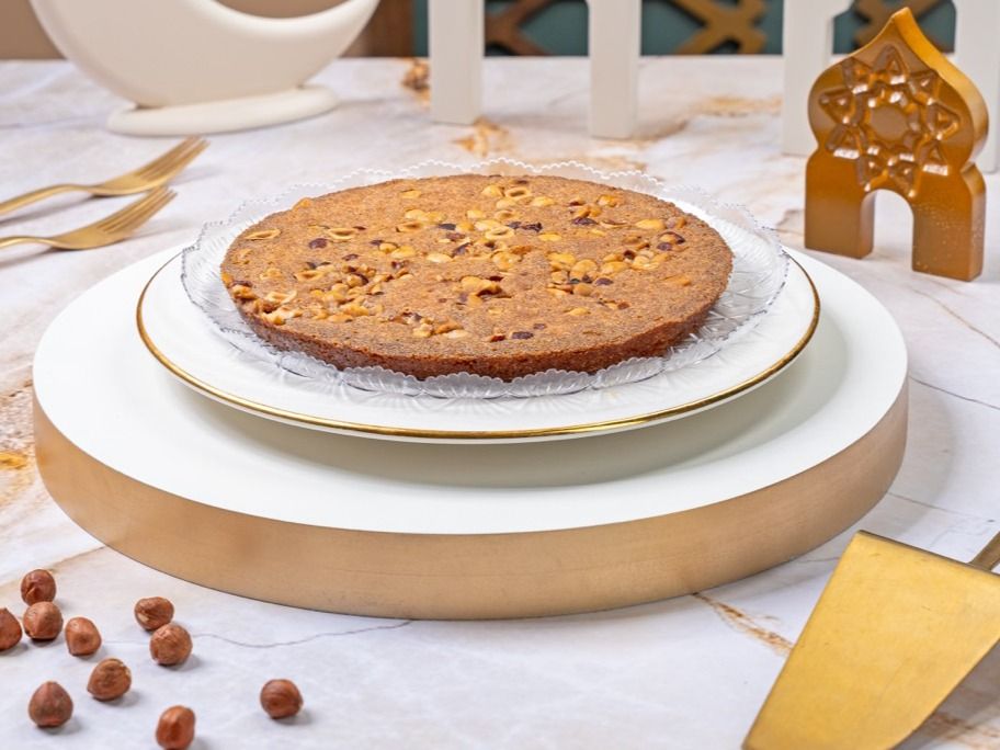 Small Basbousa Dish with Hazelnuts