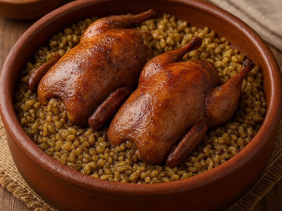 Pigeon casserole with Grits