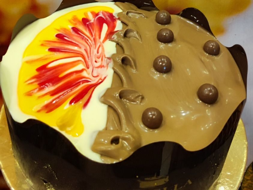 22 half and half chocolate cake