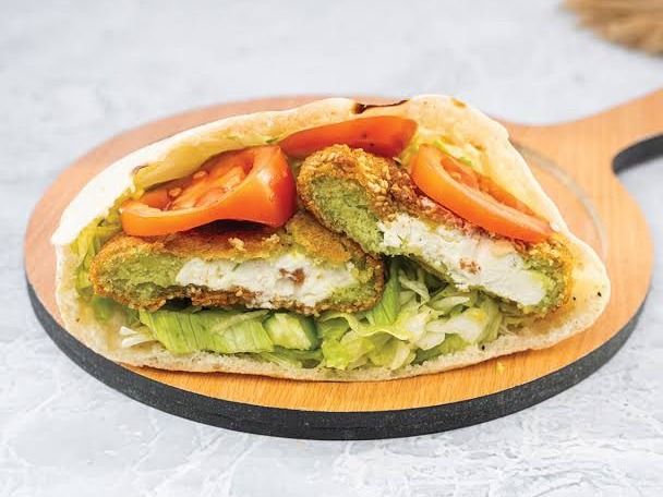 Falafel patty stuffed with Kiri cheese