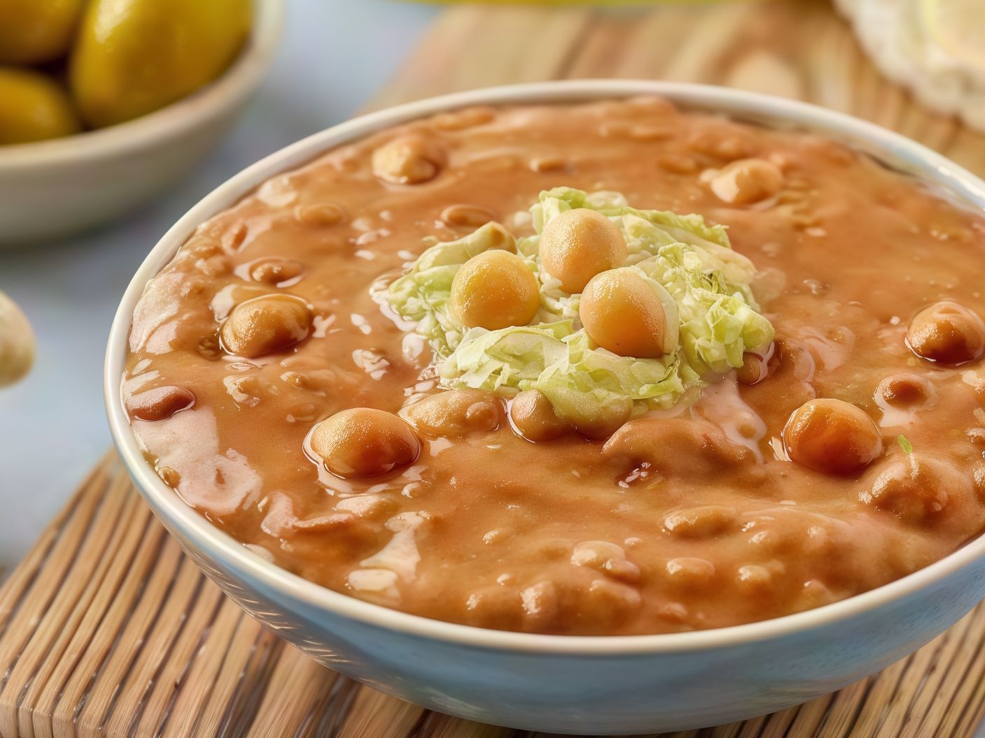 Foul Medames with Pickled Lemon Pieces