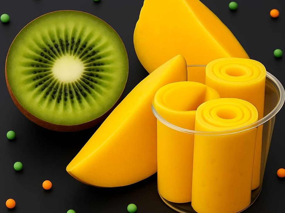 Mango With Kiwi Ice Cream Roll