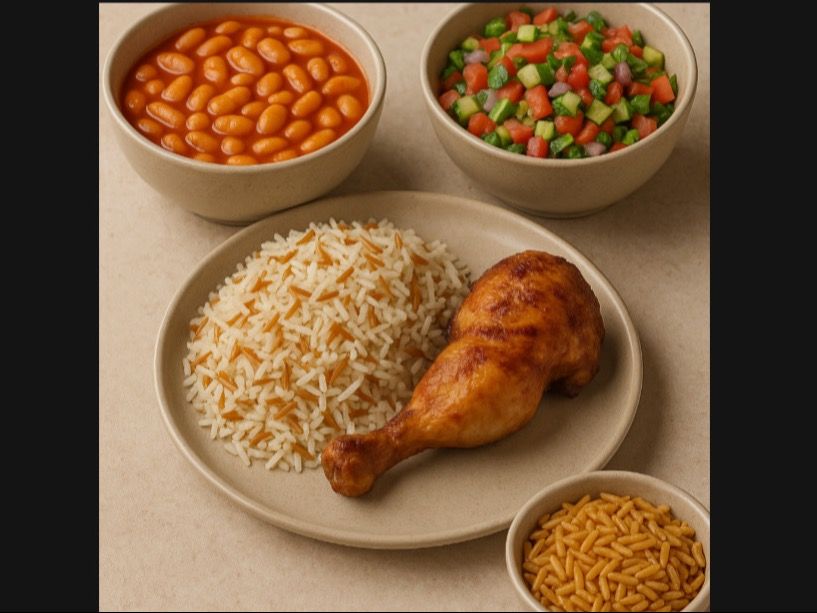 Quarter chicken meal with beans