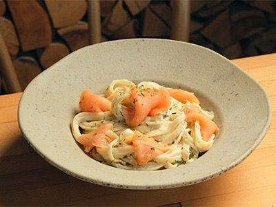 Salmon Fettuccine In Creamy Lemon Sauce