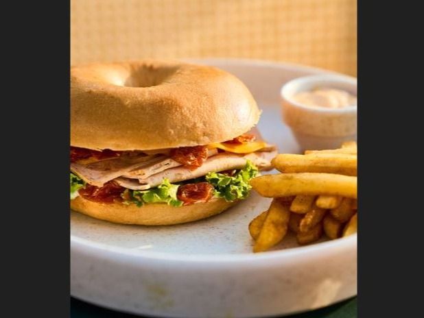 Smoked Turkey And Cheese Bagel