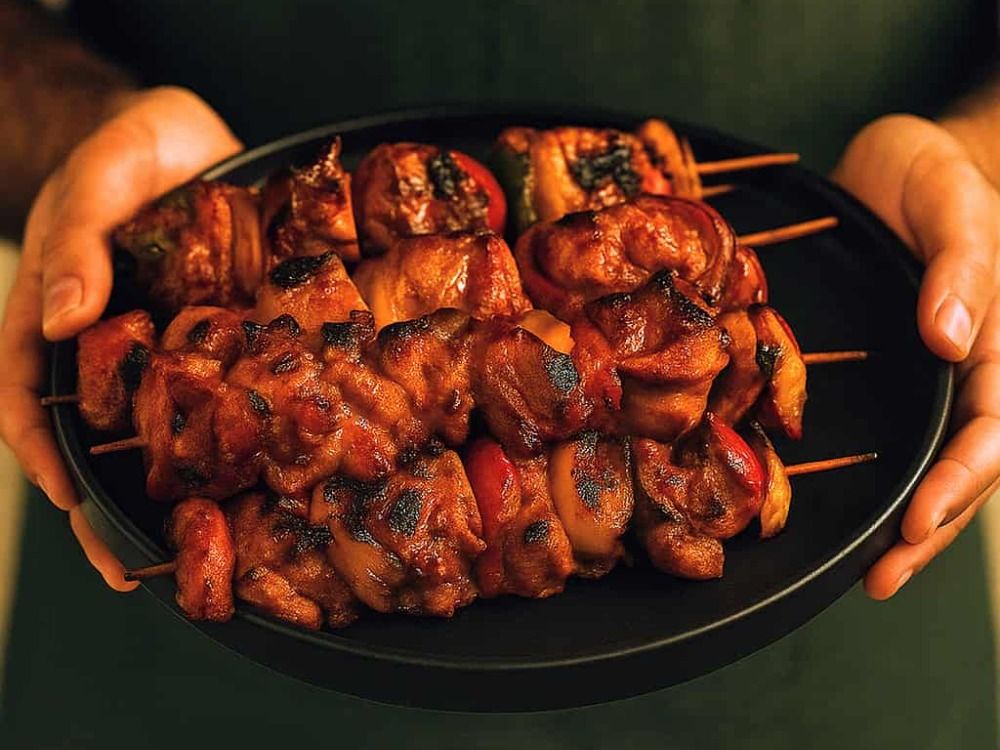 Charcoal grilled shish taouk