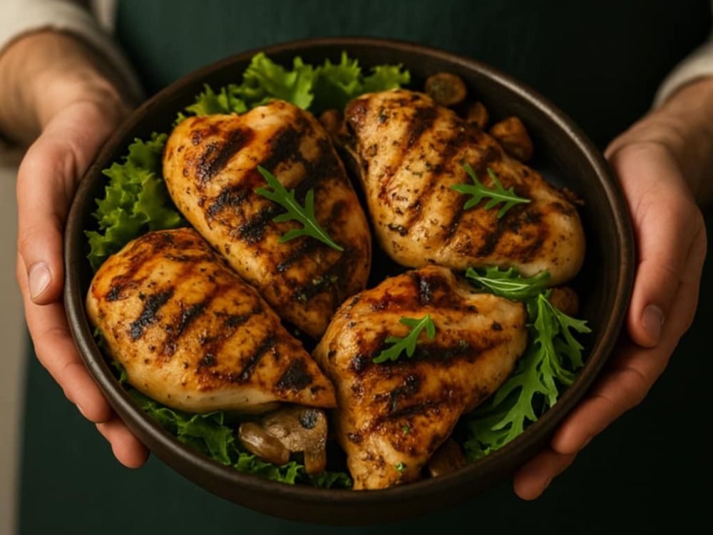Charcoal grilled chicken breasts