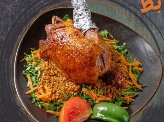 Quarter Oven Baked Duck With Vermicelli Rice And Molokhia