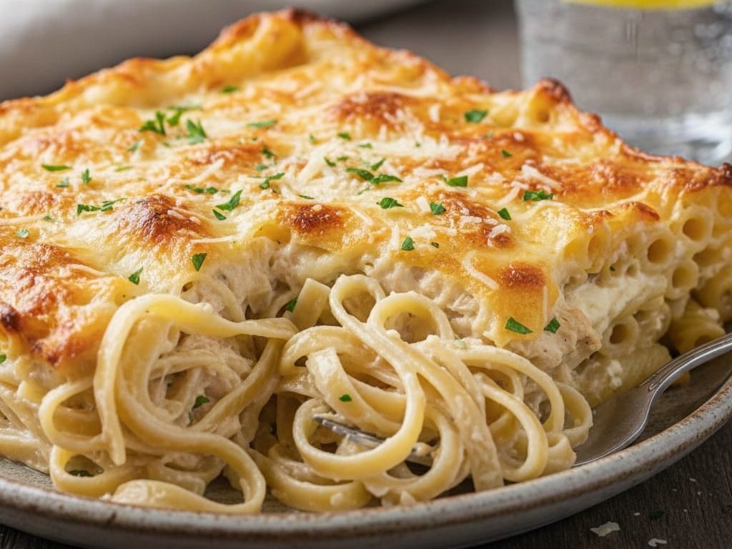 Macaroni Negresco with chicken and mushrooms