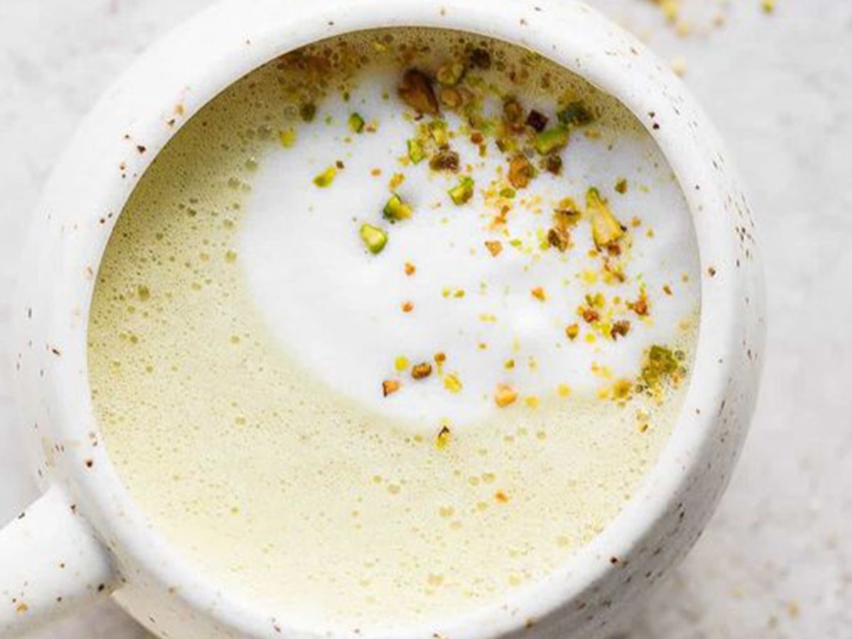 hot pistachio latte