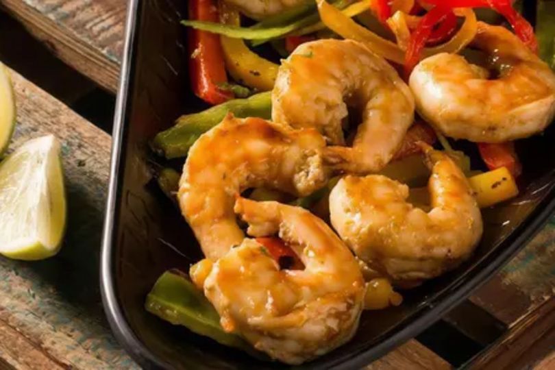 Grilled shrimp with peppers (quarter kilo)