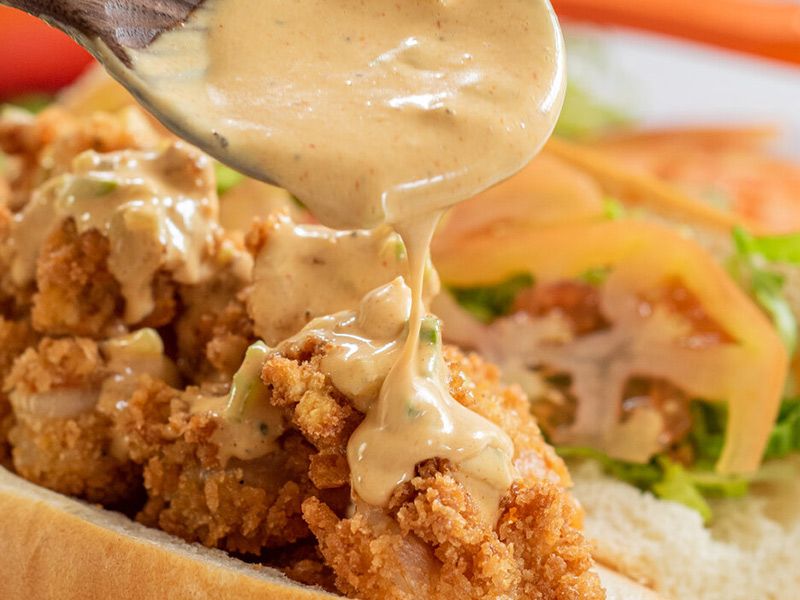 3 fried Shrimp Sandwiches Baladi bread