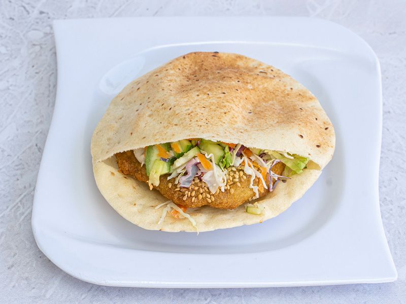 Ta'ameya Sandwich with Pickled Eggplant