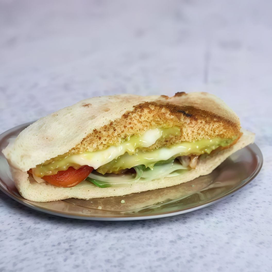 Falafel sandwich with cheddar cheese