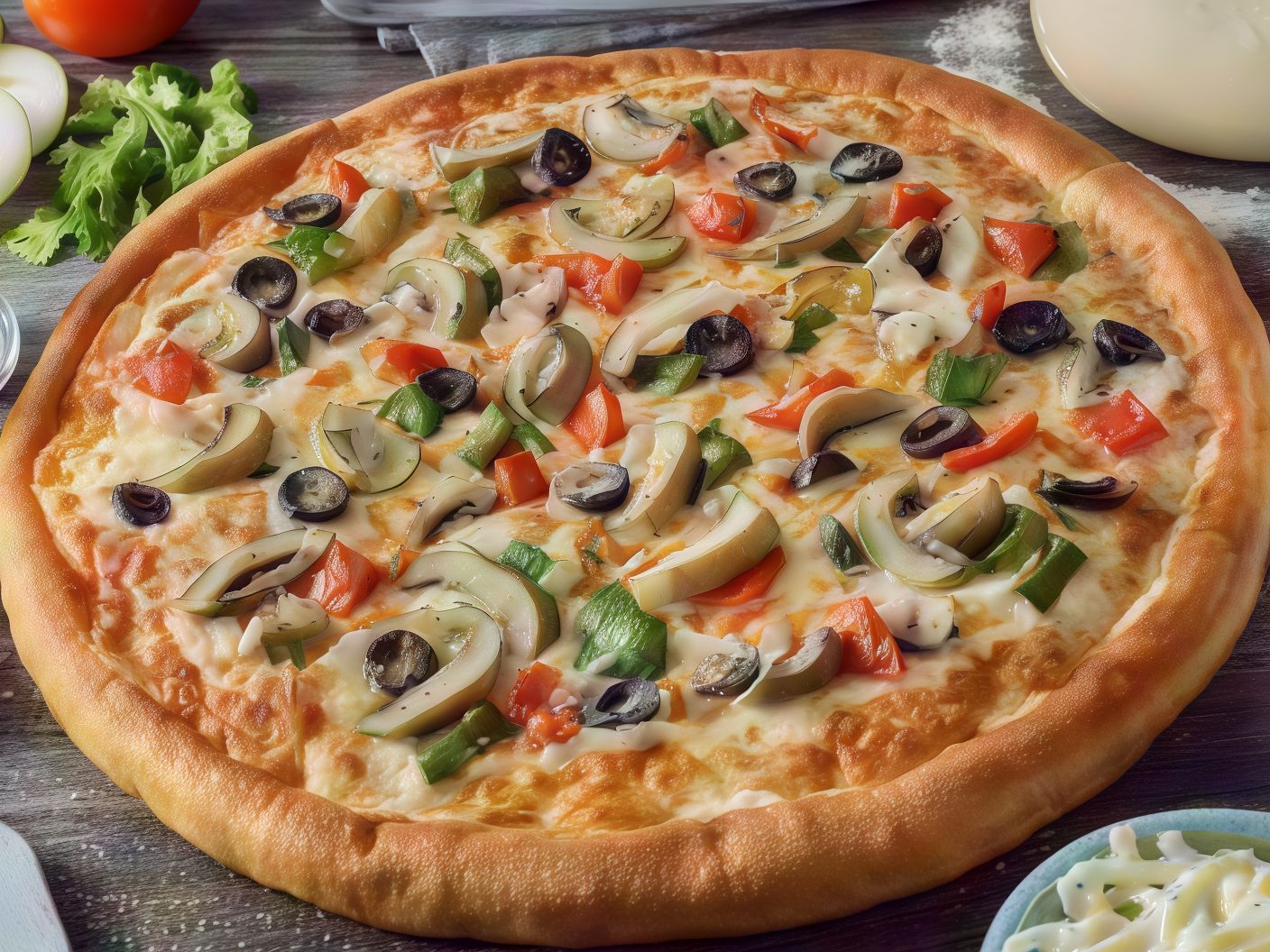 Vegetables and Kiri Cheese Oriental Pizza
