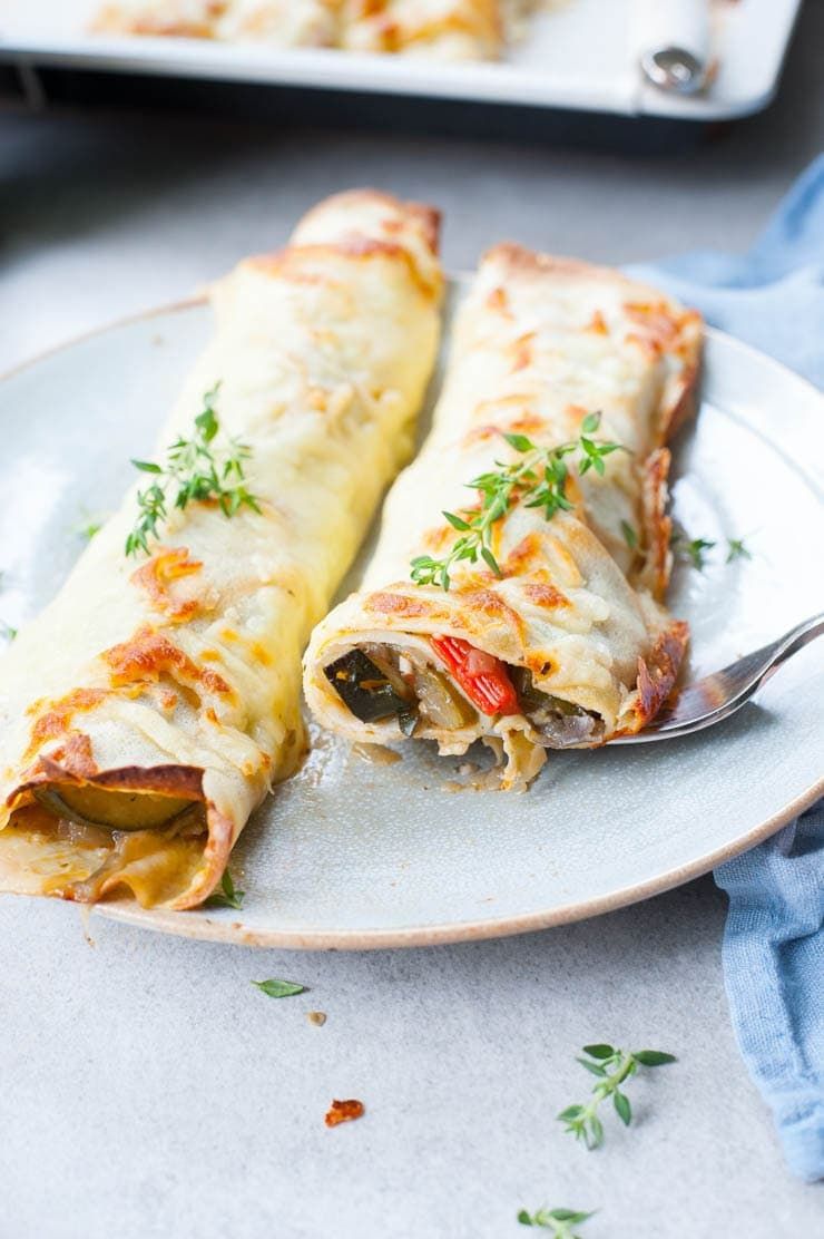 Cheese and Vegetable Crepe Roll