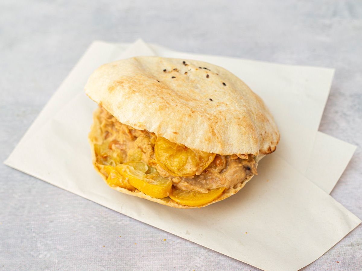 Pickled Lemons With Safflower Foul sandwich