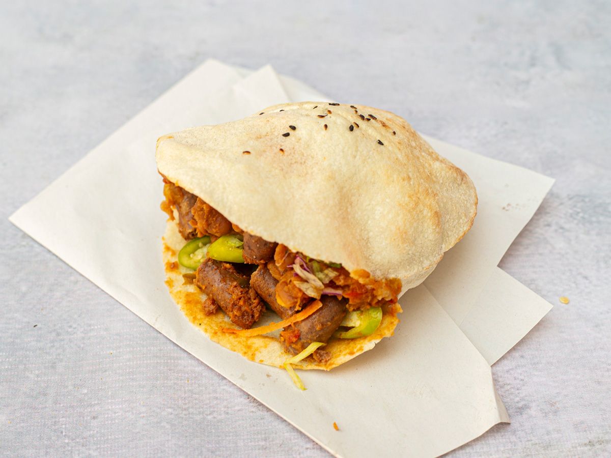 Bean sausage sandwich