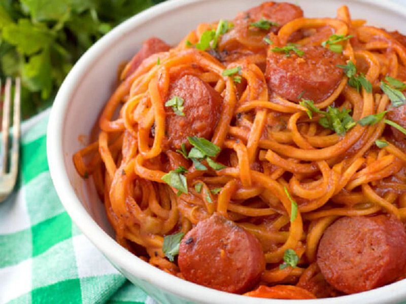 Spaghetti With Oriental Sausage