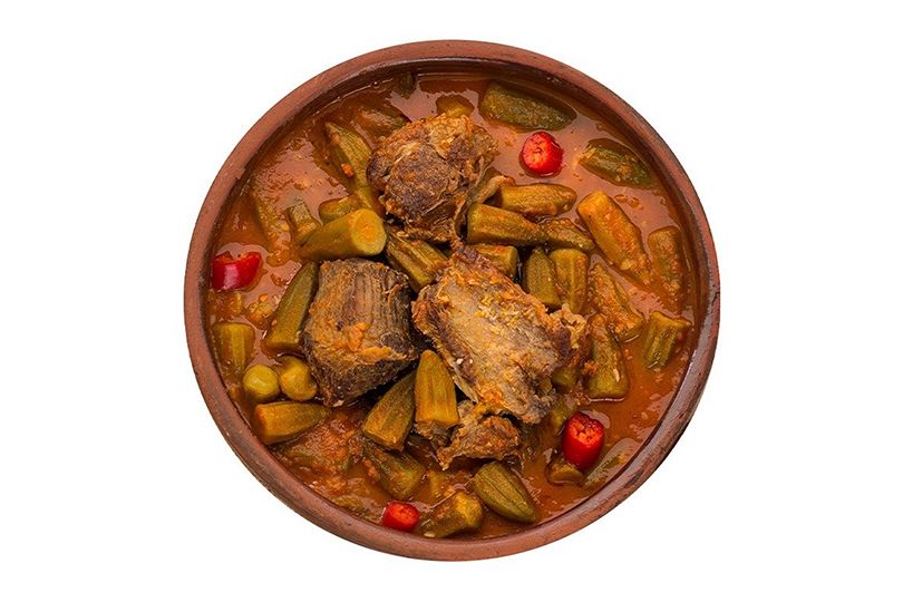 Okra and Meat Tajine with Rice