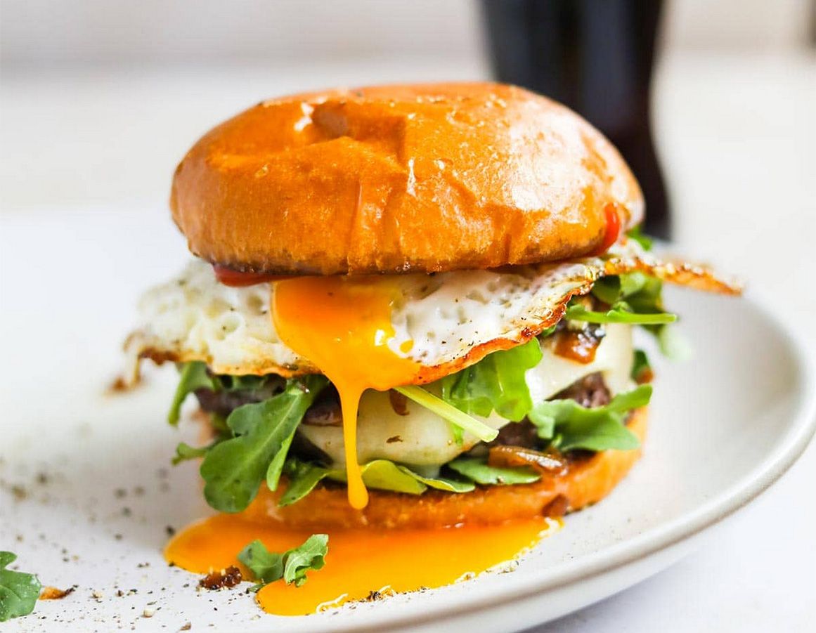 Egg with burger sandwich