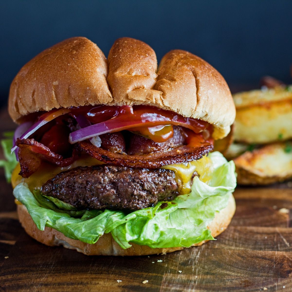 Beef Burger With Beef Bacon Sandwich
