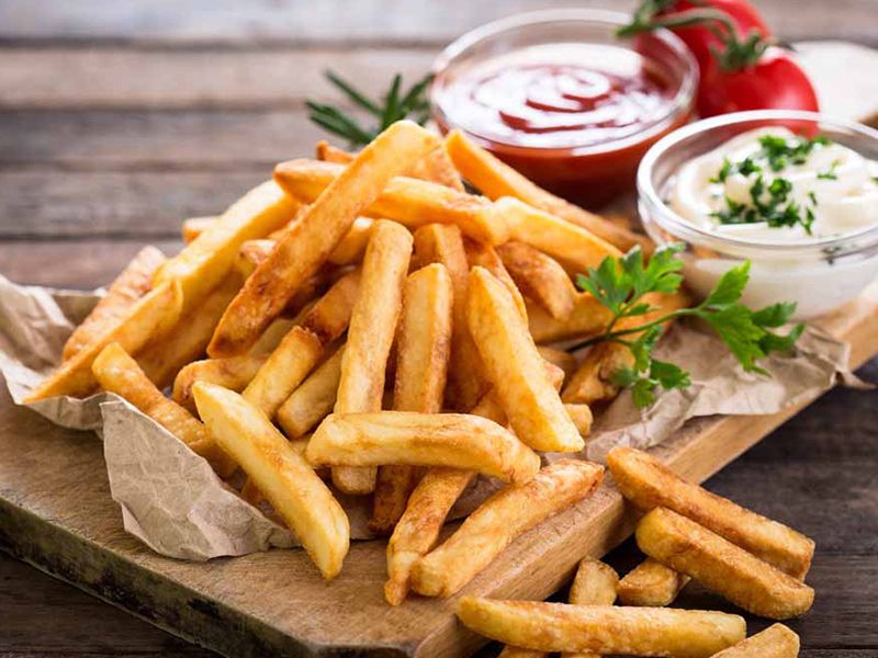 French Fries With Ketchup And Mayonnaise Sandwich