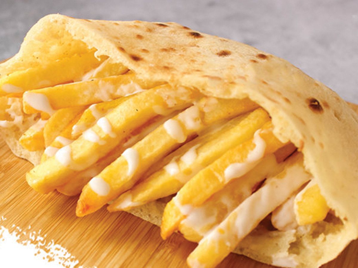 Potato sandwich with ketchup and mayonnaise
