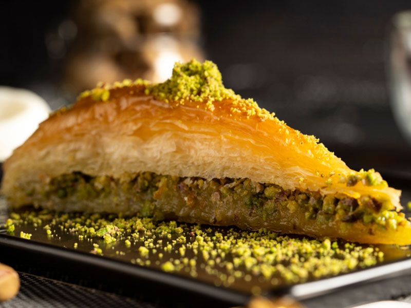Carrot baklava with pistachios